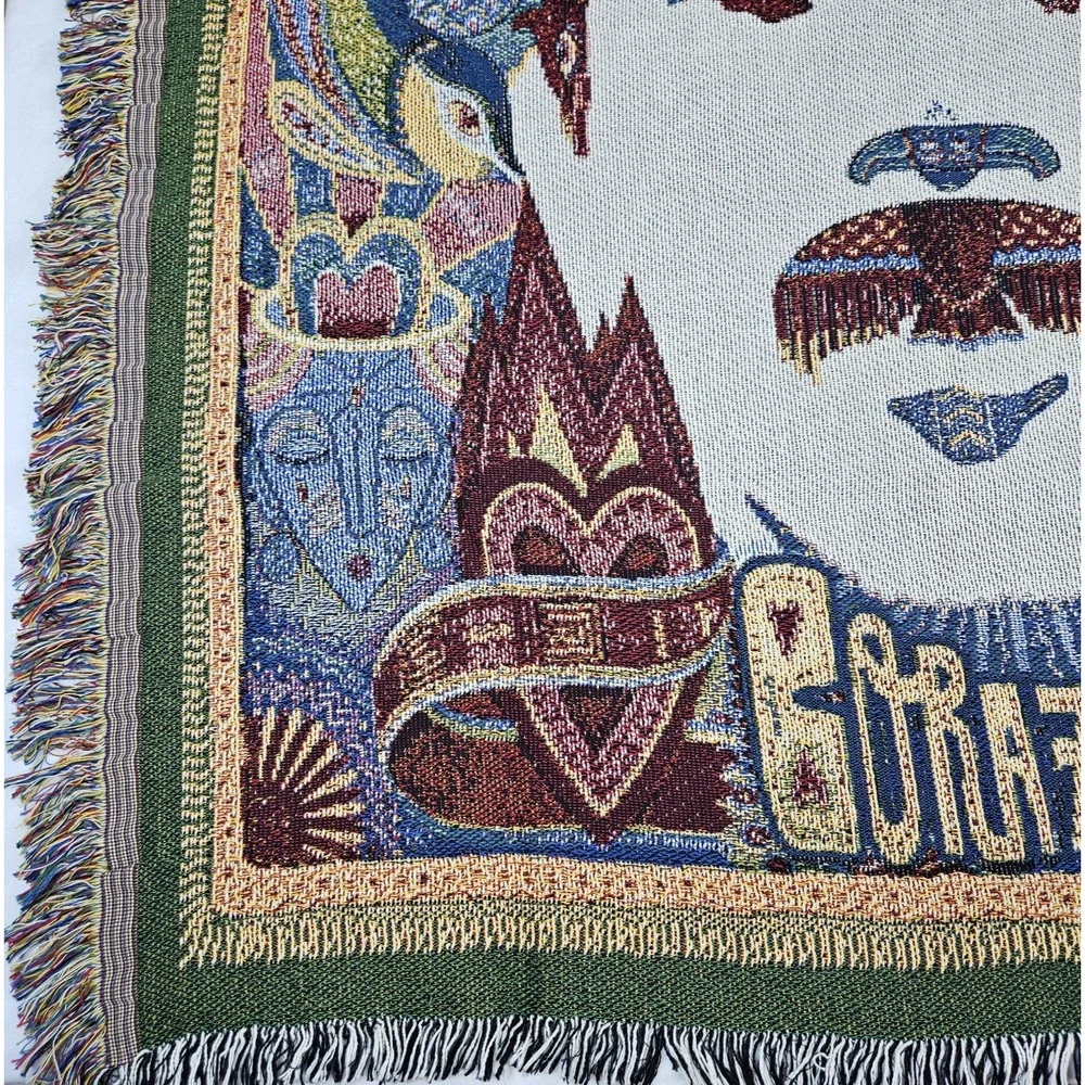 Y2K Carlos Santana Throw Blanket Corazon Tour 2014 Woven Made USA Concert Rare